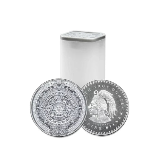 10x 1/10 oz Aztec Calendar Silver Rounds