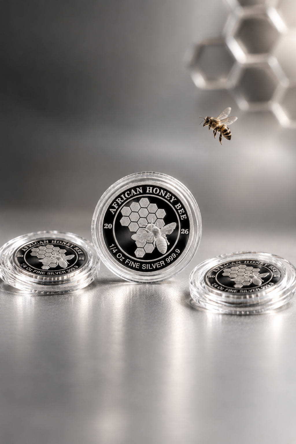 African Honeybee 1/4 oz Silver Bullion Round - 99.99% Pure Silver
