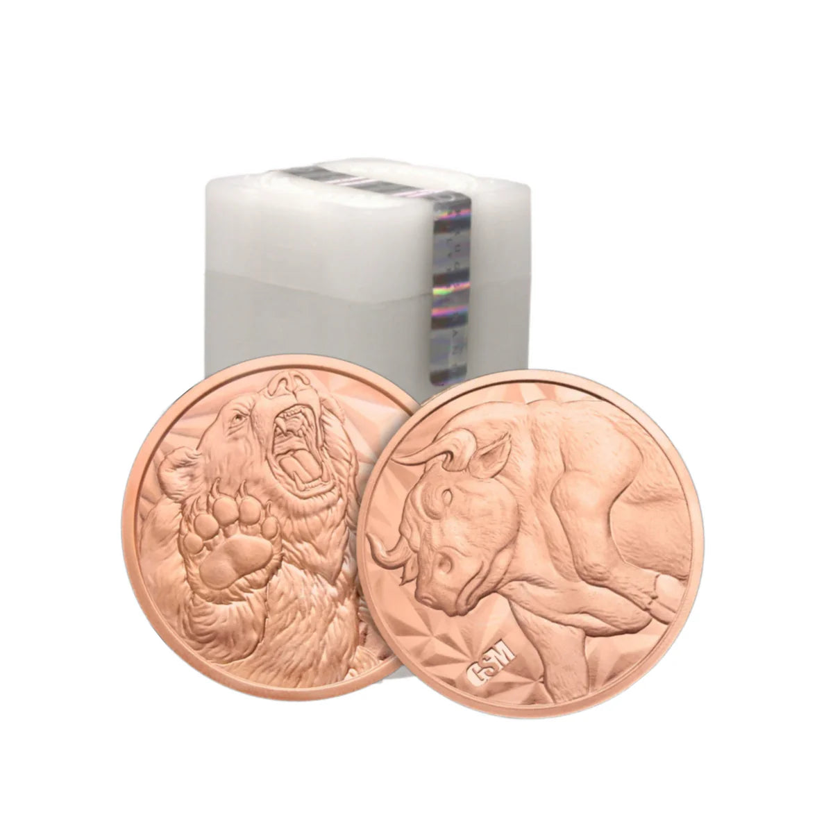 50x Bull & Bear 1 oz .999 Fine Copper Round